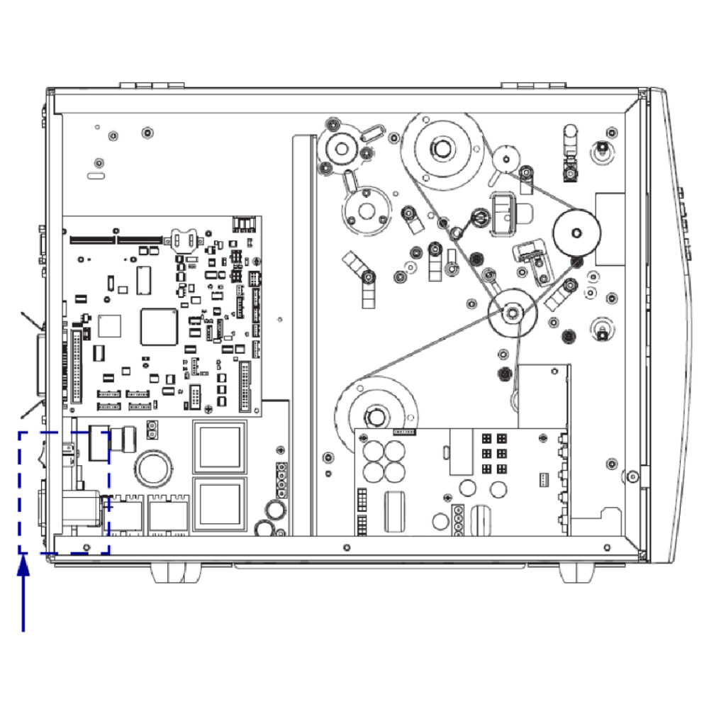 Power Entry Module and Power Switch. For 140Xi4 printers with serial numbers less than 15J152600534. (for printers using the older, separate AC & DC power supply design) P1007560