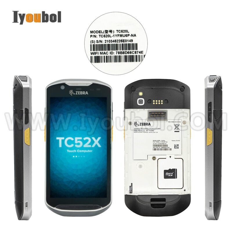 Zebra TC52X (TC520L-1YLMU7P-THD-01) and Protective shell Fully Refurbished with Battery and USB Cable (CBL-TC51-USB1-01) - Image 2