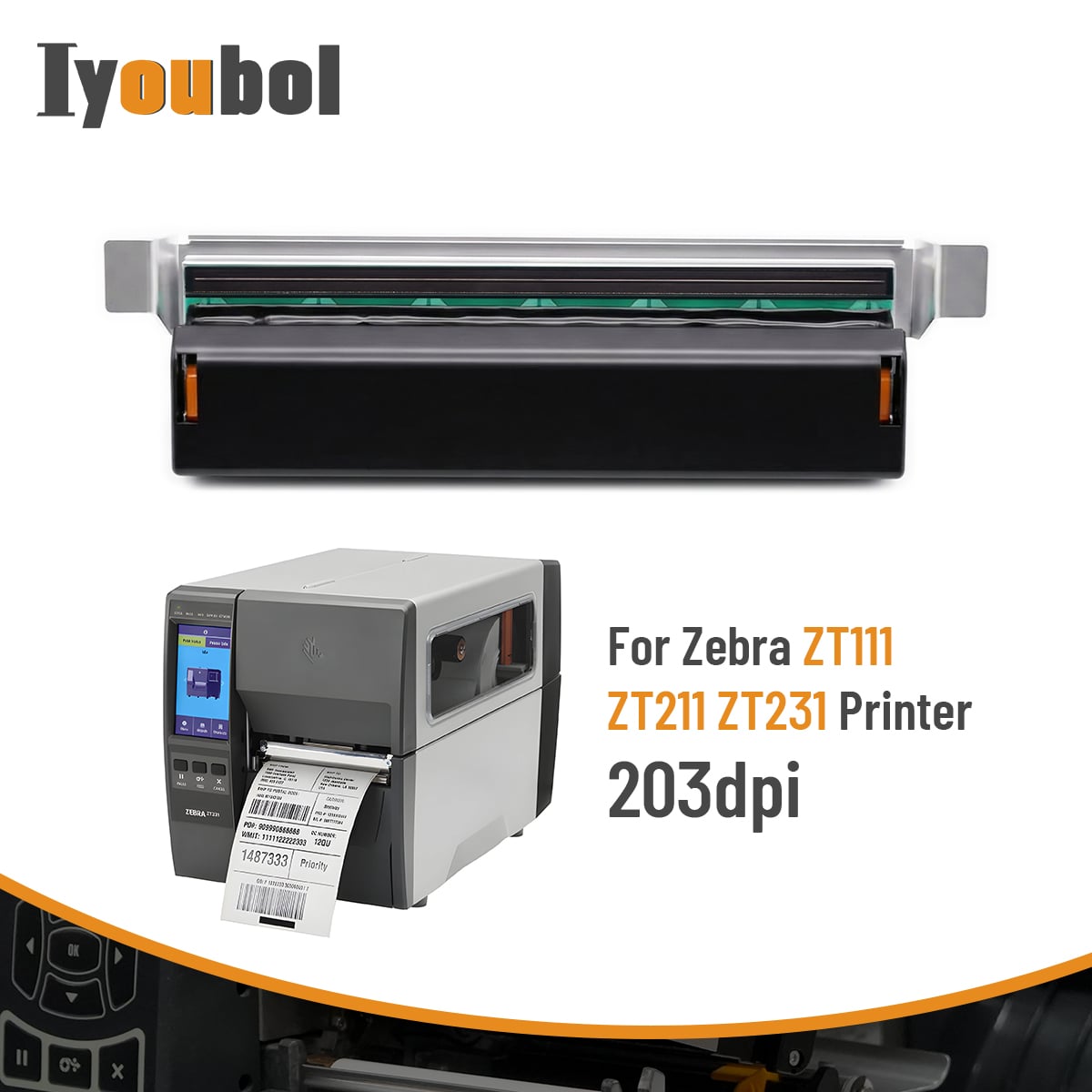 Printhead Compatible with Zebra ZT111/ZT211/ZT231 Printhead 203dpi Thermal Label Printer (PN:P1123335-056) - Image 3