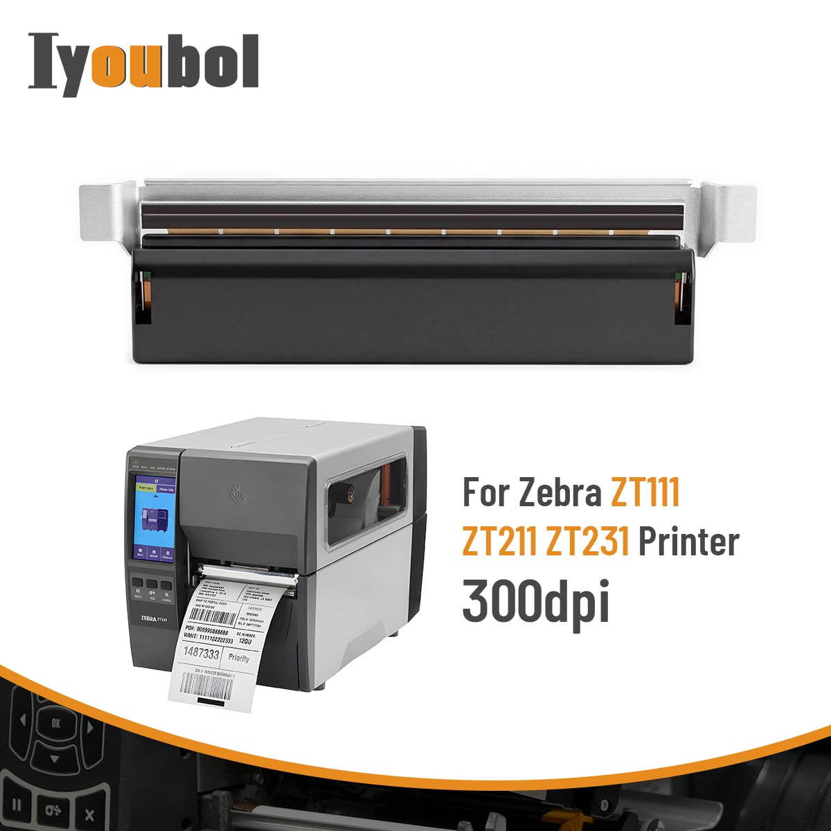 Printhead Compatible with Zebra ZT111/ZT211/ZT231 Printhead 300dpi Thermal Label Printer (PN:P1123335-057) - Image 3
