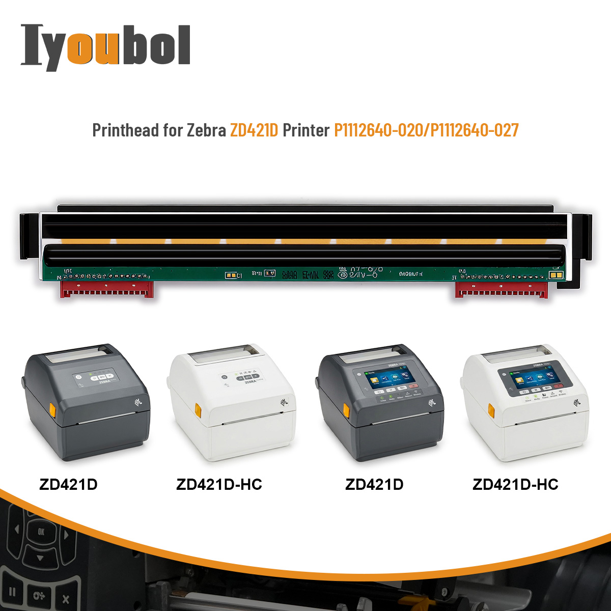Printhead Compatible with Zebra ZD421D/ZD421D-HC Printhead 300dpi Thermal Label Printer (PN:P1112640-020/P1112640-027) - Image 11